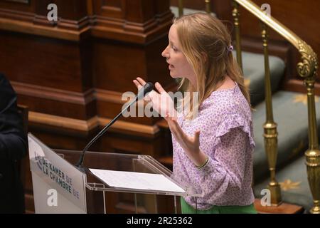 Bruxelles, Belgique. 17th mai 2023. Melissa Depraetere de Vooruit photographiée lors d'une séance plénière de la Chambre au Parlement fédéral à Bruxelles le mercredi 17 mai 2023. BELGA PHOTO LAURIE DIEFFEMBACQ crédit: Belga News Agency/Alay Live News Banque D'Images