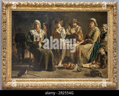 Paris, France - 05 13 2023 : Musée du Louvre. La famille paysanne peinte par Louis le Nain Banque D'Images