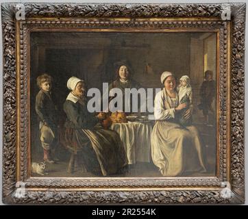 Paris, France - 05 13 2023 : Musée du Louvre. La famille heureuse peinte par Louis le Nain Banque D'Images