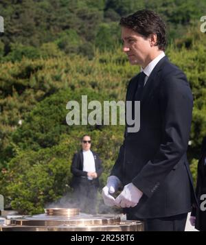 Séoul, Corée du Sud. 17th mai 2023. Le premier ministre canadien Justin Trudeau dépose une couronne au cimetière national de Séoul, en Corée du Sud, sur 17 mai 2023. (Photo par: Lee Young-ho/Sipa USA) crédit: SIPA USA/Alay Live News Banque D'Images