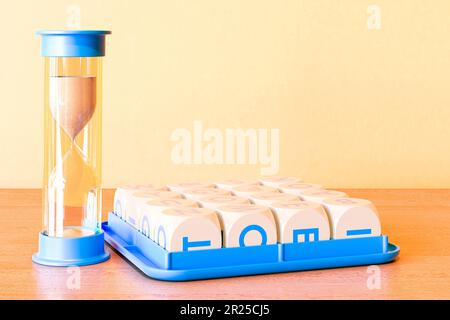 Boggle Board Game sur la table en bois, 3D rendu Banque D'Images