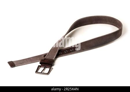 Élégante ceinture en toile pour homme avec empiècements en cuir isolés sur fond blanc Banque D'Images