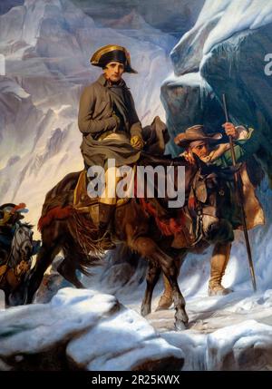 Bonaparte franchissant les Alpes, Napoléon traversant les Alpes,Paul Delaroche, 1850, Banque D'Images