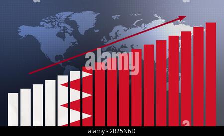 Bahreïn drapeau sur le concept de graphique à barres avec des valeurs croissantes, la reprise économique et l'amélioration des affaires après la crise et d'autres catastrophes que l'économie et b Banque D'Images