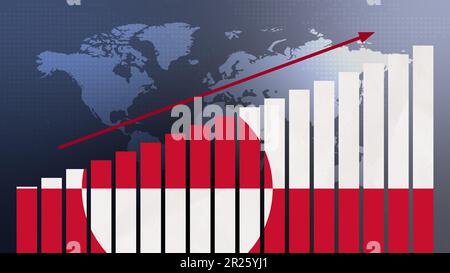 Drapeau du Groenland sur le concept de graphique à barres avec des valeurs croissantes, la reprise économique et l'amélioration des affaires après la crise et d'autres catastrophes comme l'économie et Banque D'Images