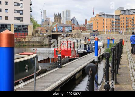 Leeds Dock, un nouveau village aquatique créatif où innovation, culture et entreprise se réunissent pour créer une nouvelle destination et un nouveau lieu de vie, au Royaume-Uni Banque D'Images