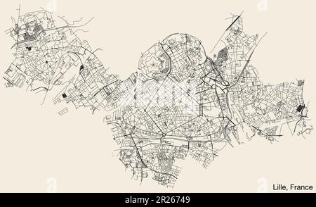 Carte des rues de LILLE, FRANCE Illustration de Vecteur