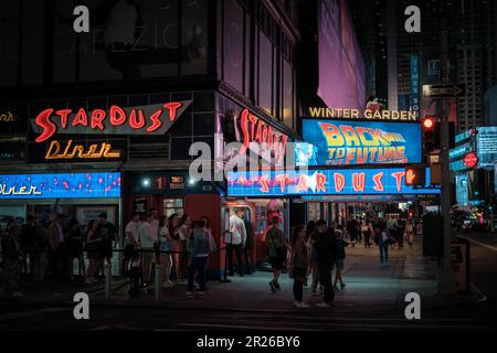 Ellens Stardust Diner de nuit, Manhattan, New York Banque D'Images