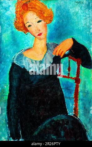 La femme d'Amedeo Modigliani avec des cheveux rouges célèbre peinture. Banque D'Images