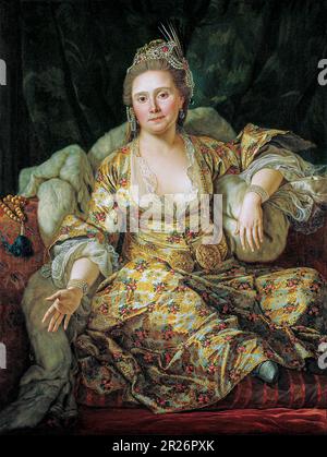 Antoine de Favray - Portrait de la comtesse de Vergennes en turc - Vêtements Banque D'Images