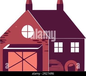 maison en paysage d'hiver sur blanc Illustration de Vecteur