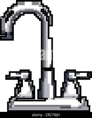 tuyau robinet eau jeu pixel art vecteur illustration Illustration de Vecteur