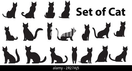 Un ensemble de silhouettes de chats illustration vectorielle. Illustration de Vecteur