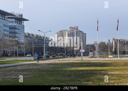 Nouveau Belgrade : bloc 30 et boulevard Mihajla Pupina. Serbie Banque D'Images