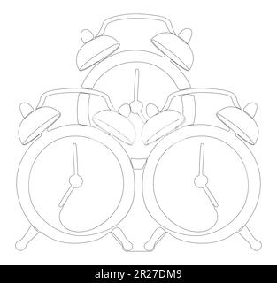 Une ligne continue de réveils. Concept d'horloge vectorielle illustration à trait fin. Dessin de contour idées créatives. Illustration de Vecteur