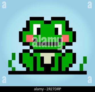 8 bit pixel frog. Animaux dans des illustrations vectorielles pour les points de croix et les ressources de jeu. Illustration de Vecteur