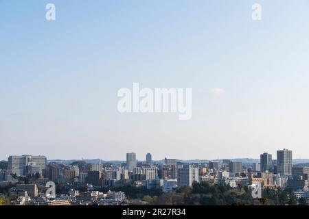 Vue sur la ville depuis les vestiges du château de Sendai Banque D'Images