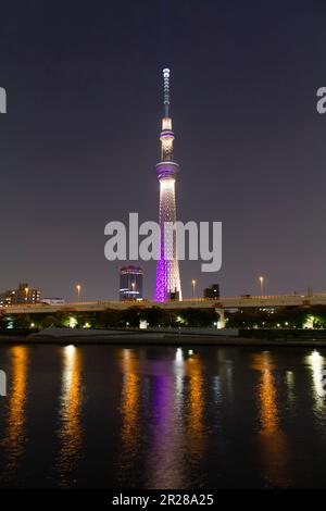 Le SKY Tree de Tokyo s'allume Banque D'Images