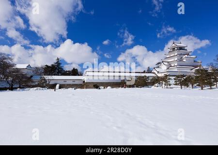 Château de Tsuruga en hiver Banque D'Images