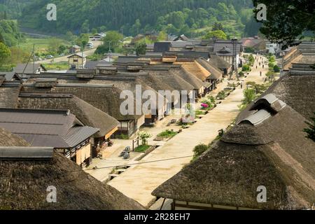 Ouchi juku (poste) à Minamiaizu Banque D'Images