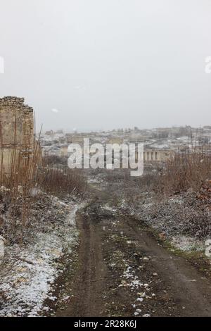 Ville de Fuzuli après la deuxième guerre du Haut-Karabakh. La ville avait une population de 17 090 000 habitants avant la première guerre du Haut-Karabakh. Banque D'Images