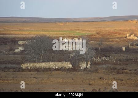 Ville de Fuzuli après la deuxième guerre du Haut-Karabakh. La ville avait une population de 17 090 000 habitants avant la première guerre du Haut-Karabakh. Banque D'Images