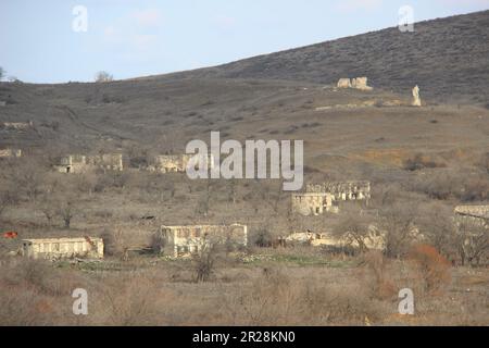 Ville de Fuzuli après la deuxième guerre du Haut-Karabakh. La ville avait une population de 17 090 000 habitants avant la première guerre du Haut-Karabakh. Banque D'Images