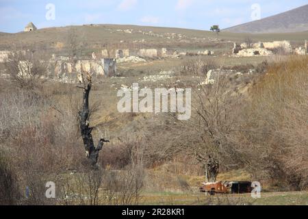 Ville de Fuzuli après la deuxième guerre du Haut-Karabakh. La ville avait une population de 17 090 000 habitants avant la première guerre du Haut-Karabakh. Banque D'Images