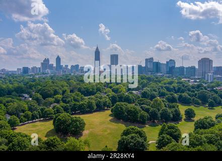 Vue sur la ville d'Atlanta depuis Piedmont Park Banque D'Images