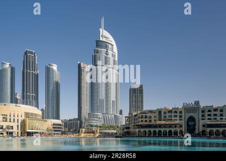 The Address Downtown Hotel et Souk Al Bahar, centre-ville de Dubaï, Émirats arabes Unis Banque D'Images