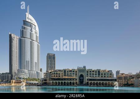 The Address Downtown Hotel et Souk Al Bahar, centre-ville de Dubaï, Émirats arabes Unis Banque D'Images