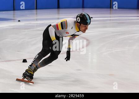 Hasselt, Belgique. 18th mai 2023. Stijn Desmet, patineuse belge, photographiée en action lors d'une session de formation des patineurs belges à Hasselt, le jeudi 18 mai 2023. BELGA PHOTO JILL DELSAUX crédit: Belga News Agency/Alay Live News Banque D'Images