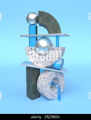 Formes géométriques volumétriques avec texture - illustration 3D Banque D'Images