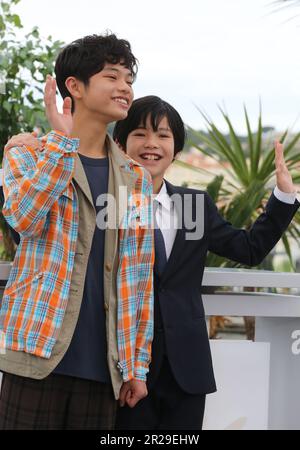 Cannes, France, 18th mai 2023. Kurokawa Soya et Hinata Hiiragi lors de l'appel photo pour le film Monster (Kaibutsu) au Festival de Cannes 76th. Crédit photo: Doreen Kennedy / Alamy Live News. Banque D'Images