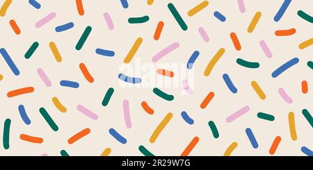 Arrière-plan abstrait funky avec confetti colorés ou saupoudrer de sucre. Décor festif multicolore. Textures de style pop art. Mise en page de conception vectorielle pour Illustration de Vecteur
