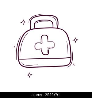 Sac à médicaments dessiné à la main. Illustration de l'esquisse du vecteur Doodle Illustration de Vecteur