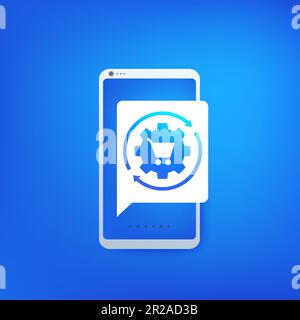 traitement des commandes, icône e-commerce avec un téléphone Illustration de Vecteur