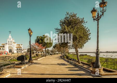 el rocio ville de pèlerinage et de cheval en Andalousie Banque D'Images