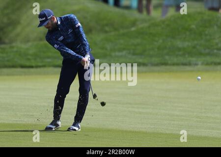 Rochester, États-Unis. 18th mai 2023. Calluom Tarren prend sa deuxième photo sur le 6th trous lors du premier tour du championnat PGA 2023 au Oakwood Country Club de Rochester, New York, jeudi, 18 mai 2023. Photo par Aaron Josefczyk/UPI crédit: UPI/Alay Live News Banque D'Images