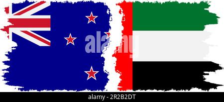 Émirats arabes Unis et Nouvelle-Zélande grunge drapeaux connexion, vecteur Illustration de Vecteur