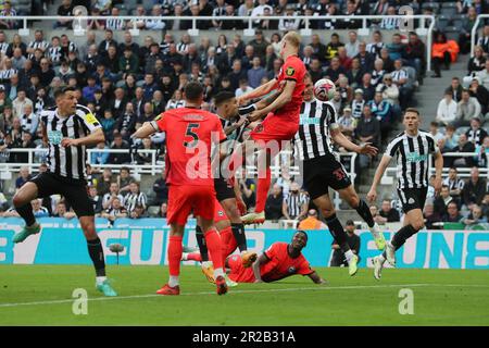 DaN Burn, de Newcastle United, dirige son deuxième but lors du match de la Premier League entre Newcastle United et Brighton et Hove Albion à St. James's Park, Newcastle, le jeudi 18th mai 2023. (Photo : Mark Fletcher | ACTUALITÉS MI) Credit: MI News & Sport /Alamy Live News Banque D'Images