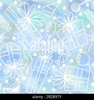 Boîte cadeau de fête motif cadeau sans couture pour emballer le papier, les tissus et le linge de maison, l'imprimé pour les enfants, les emballages de Noël et l'accès pour les anniversaires Banque D'Images