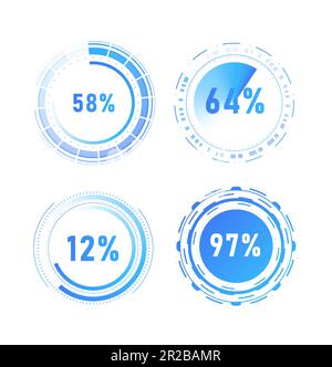 Jeu blanc de barres de chargement HUD Illustration de Vecteur