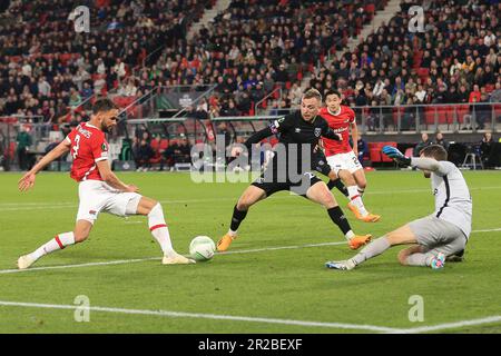 Amsterdam, pays-Bas. 18th mai 2023. Jarrod Bowen de Ham Ouest s'est Uni lors de la demi-finale de la Ligue de la Conférence de l'UEFA deuxième match de jambe entre AZ Alkmaar et West Ham Unis à l'AFAS Stadion sur 18 mai 2023 à Amsterdam, pays-Bas. (Photo de Daniel Chesterton/phcimages.com) Credit: PHC Images/Alamy Live News Banque D'Images