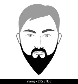 Barbe pointue hommes dans le visage illustration cheveux facial moustache. Vector gris noir portrait masculin modèle de mode plat ensemble de collection de barbier. Style de coiffure isolé sur fond blanc. Illustration de Vecteur