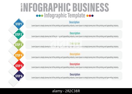 Modèle d'étiquettes infographiques professionnelles avec six 6 étapes, six 6 options.concept créatif pour l'infographie Illustration de Vecteur