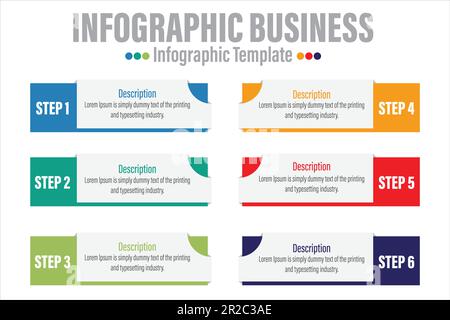 6 étapes, six 6 options éléments de forme de note papier avec étapes, feuille de route, options, jalon, chronologie, processus ou flux de travail.Visualisation des données métier.Creat Illustration de Vecteur