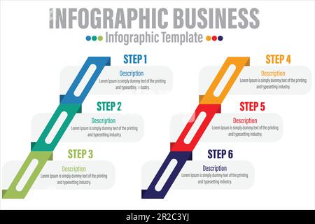 Le modèle d'infographie de présentation avec 6 options, la conception d'infographies vectorielles et les icônes marketing peut être utilisé pour la mise en page, les étapes ou les processus de flux de travail. Illustration de Vecteur
