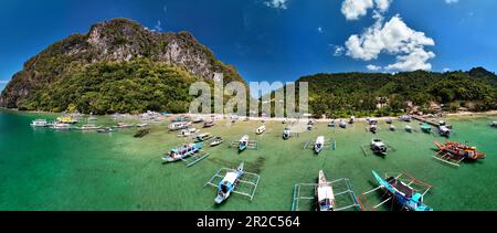 Plage de Corong Corong, région d'El Nido, Palawan, Philippines. Banque D'Images