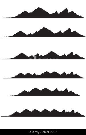 ensemble de silhouettes de montagnes Illustration de Vecteur